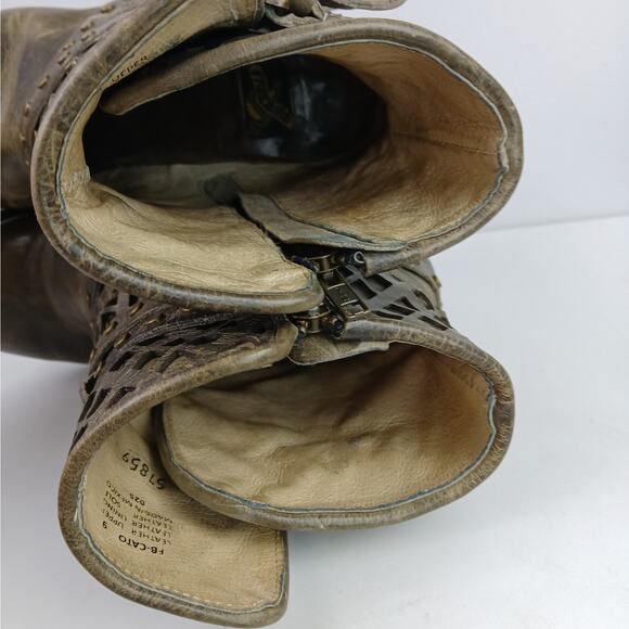 Freebird SZ 9 Cato Leather Buckle Mid-Calf Boots in Stone Distressed - Picture 8 of 11